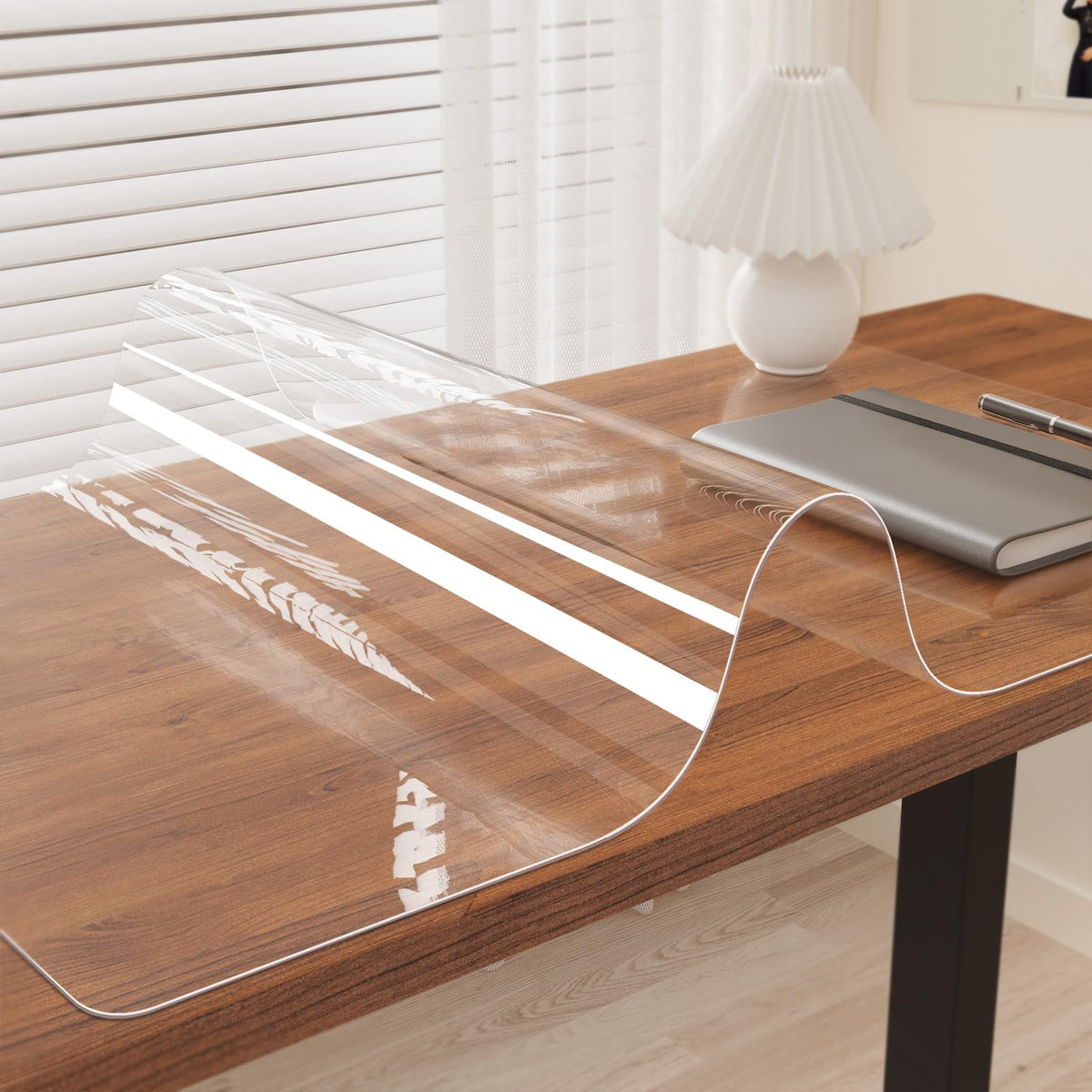 Oterri Clear Writing Desk Pad, 23.6’’x13.7” Heat Resistant Waterproof PVC Round Edge Durable Desk Protect Mat, Anti-Static Writing Mat Table Protector
