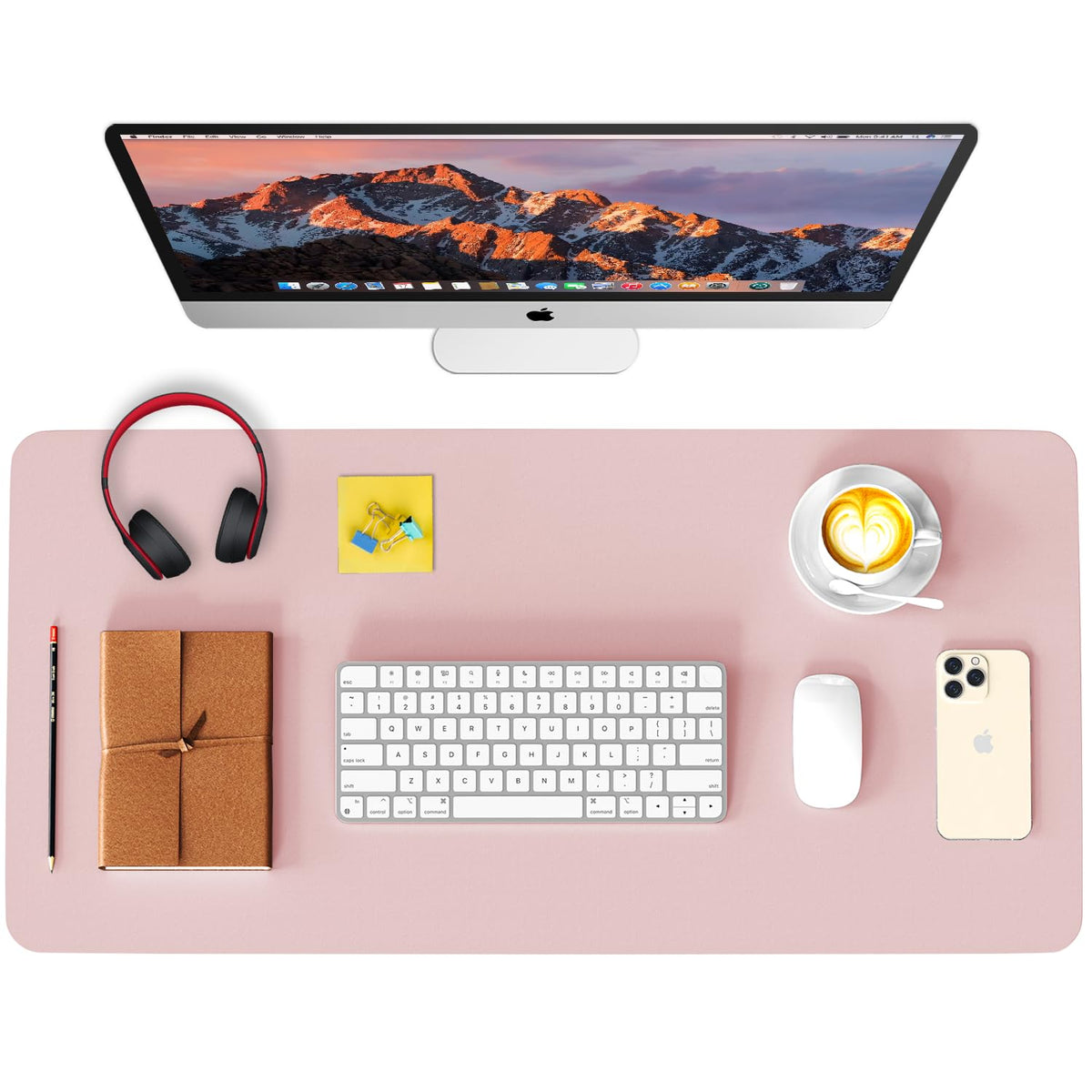 Non-Slip Waterproof Leather Desk Pad Mouse Mat, Purple 31.5x15.7 in