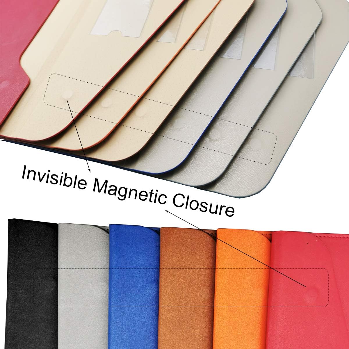 PU Leather A4 File Folder Document Holder Waterproof Portfolio Envelope Folder Case with Invisible Magnetic Closure Black