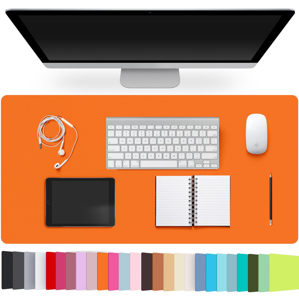 Leather Desk Pad Protector,Non-Slip Desk Pad(Black, 23.6" x 13.7")
