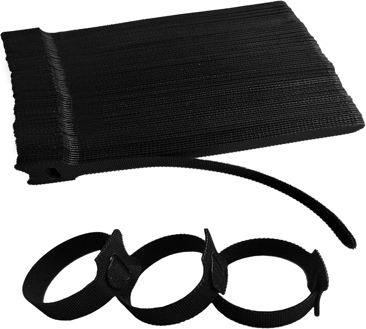 10 Inches 120 PCS Black Reusable Cable Ties,Multi-purpose Adjustable Cord Straps,Cable Organizer,Cord Wrap and Hook Loop Cords Management,Adjustable Cord Ties