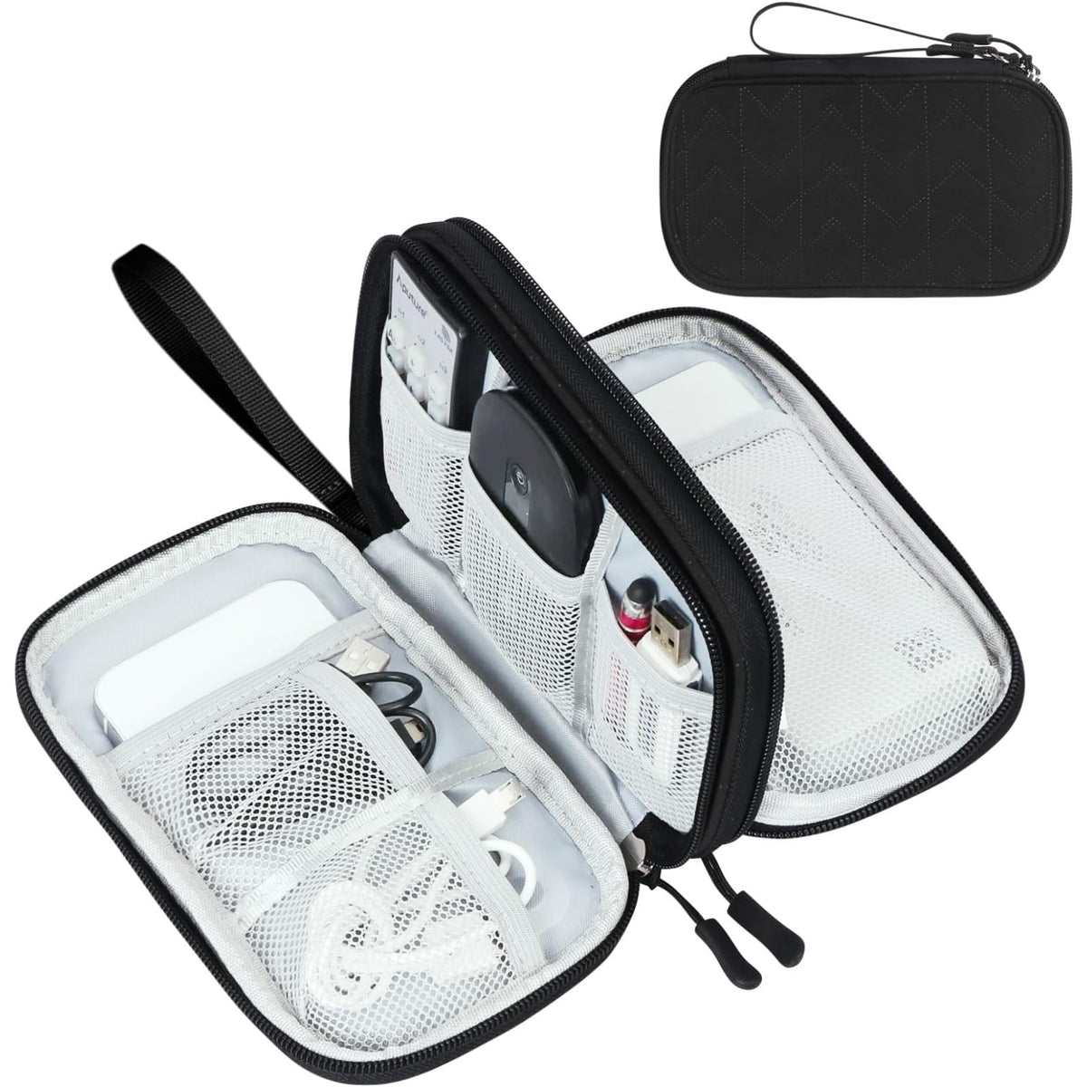 FYY Electronic Organizer, Travel Tech Pouch Bag, Medium, Black