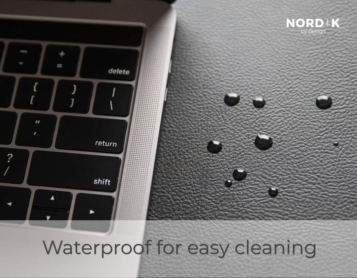 Nordik Leather Desk Mat - Pebble Black - Large Leather Desk Pad 35x17 in