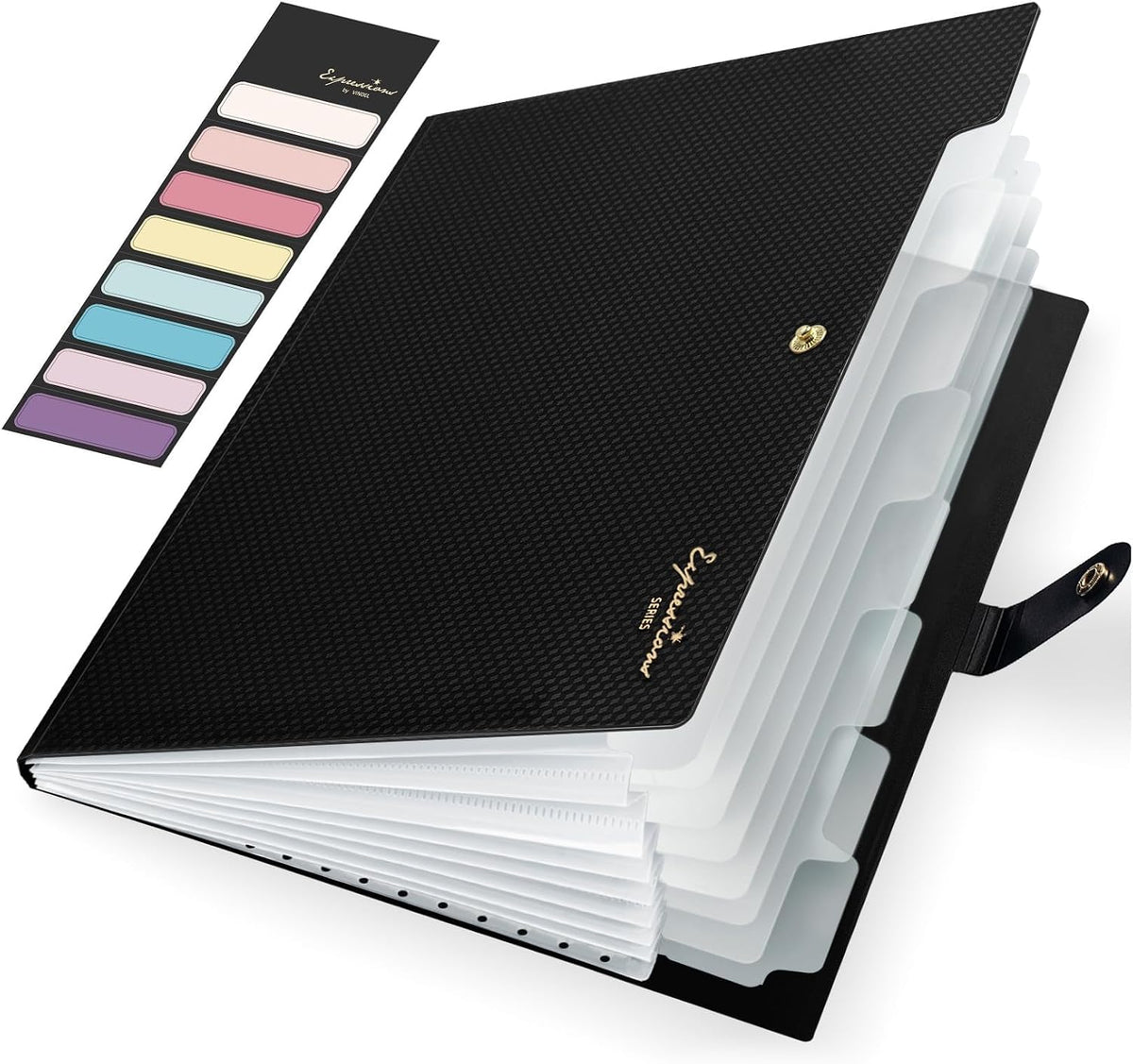 Sooez Accordion File Organizer 8 Pocket, Expanding File Folder with Labels
