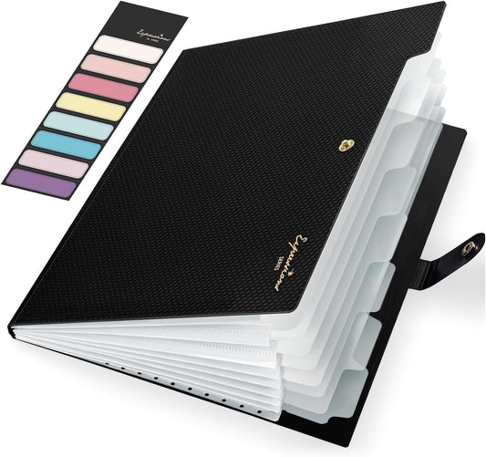 Sooez Accordion File Organizer 8 Pocket, Expanding File Folder with Labels