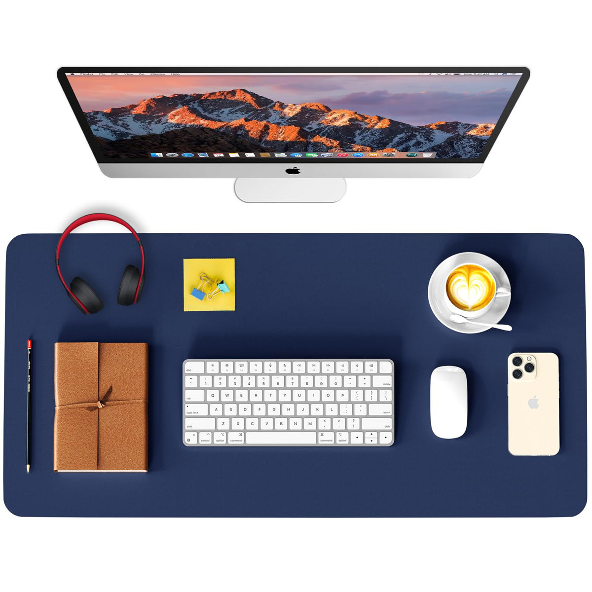 Non-Slip Waterproof Leather Desk Pad Mouse Mat, Purple 31.5x15.7 in