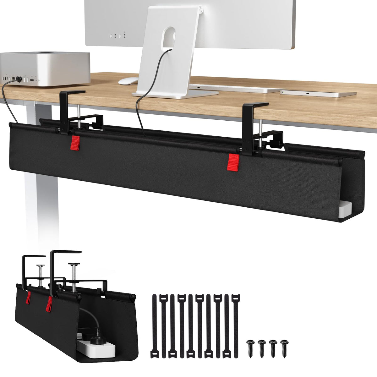 Univivi No Drill Under Desk Cable Management Tray, 36 inch Cable Management