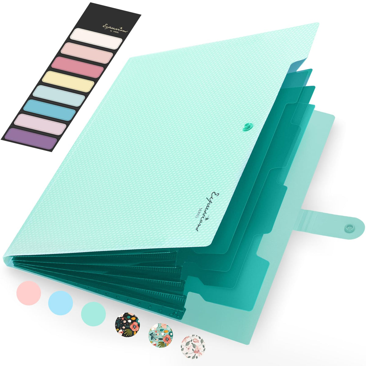 Sooez Accordion File Organizer 8 Pocket, Expanding File Folder with Labels