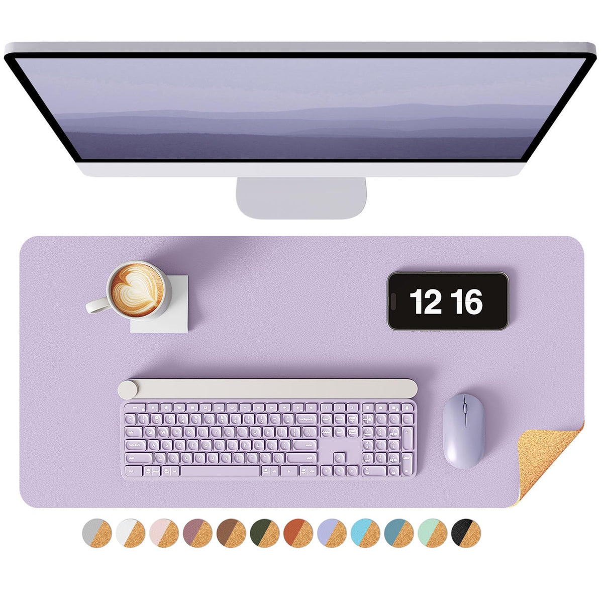 YSAGi Double-Sided Desk Pad, 31.5"x15.7"Leather Desk Mat, Eco Cork Desk Pad Protector,Large Mouse Pad,Waterproof Desk Blotter for Office/Home(Coffee)