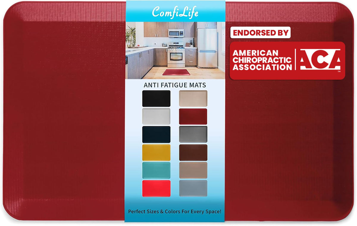 ComfiLife Anti Fatigue Floor Mat – 3/4 Inch Thick Kitchen Mats for Floor, Standing Desk Mat, Kitchen Rug – Comfort at Home, Office – Durable – Stain Resistant – Non-Slip Bottom (20" x 32", Black)