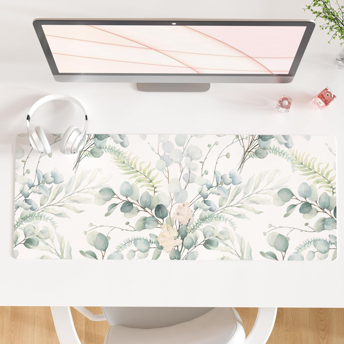 QiyI PU Leather Large Mouse Pad, Office Decor, 31.5" x 15.7", Rose Gold