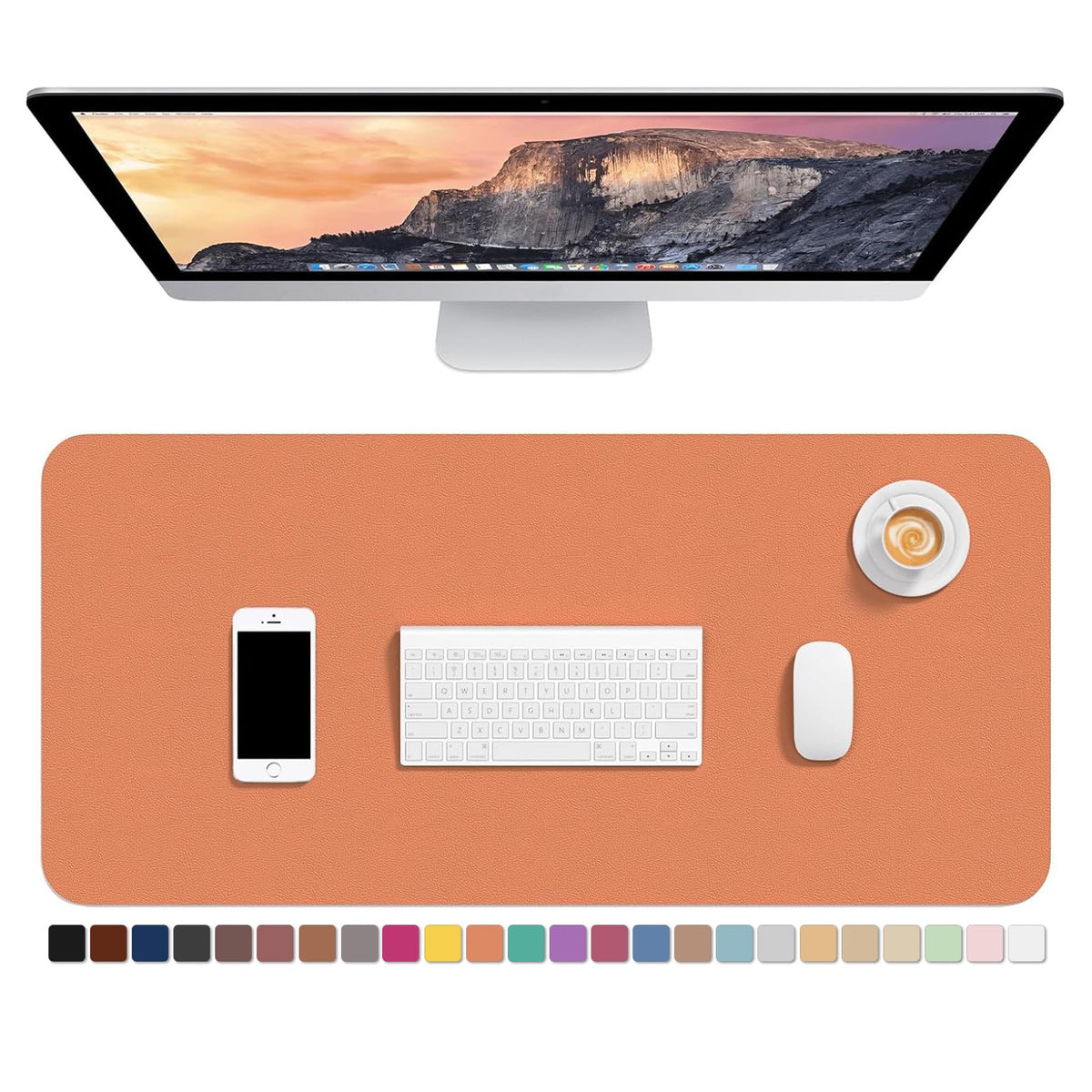 Hsurbtra Desk Pad, 30" x 14" PU Leather Desk Mat, XL Extended Mouse Pad, Waterproof Desktop Blotter Protector, Non-Slip Ultra Thin Large Laptop Keyboard Writing Mat for Office Home, Pink
