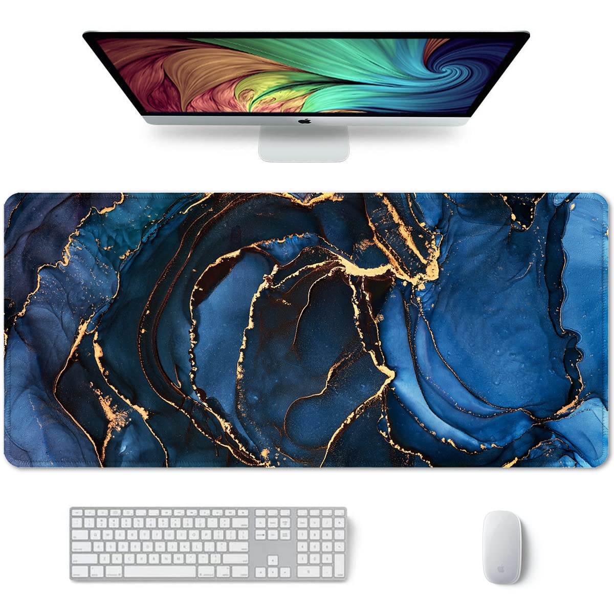 Desk Mat, Ultra Large Mouse Pad, XXL Gaming Mousepad, Green Tropical Leaves Deskpad, Big Extended Full Size Mouse Pad, Desktop Desk Matt for Keyboard, Laptop & Computer, 35.5 x 15.7 in