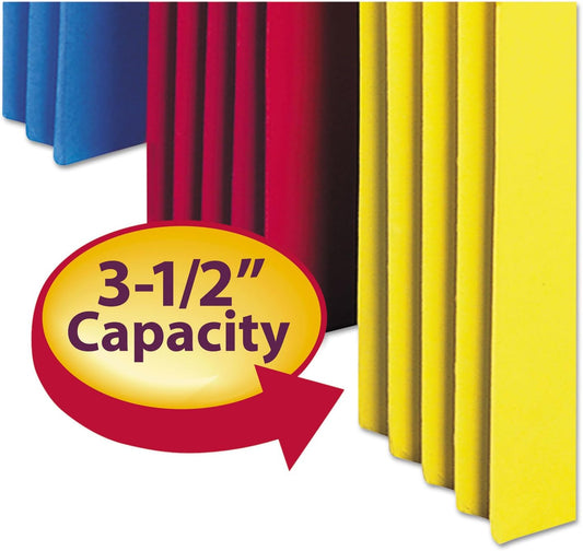 Smead File Pocket, Straight-Cut Tab, 3-1/2" Expansion, Letter Size, Assorted Colors, 5 per Pack (73892)