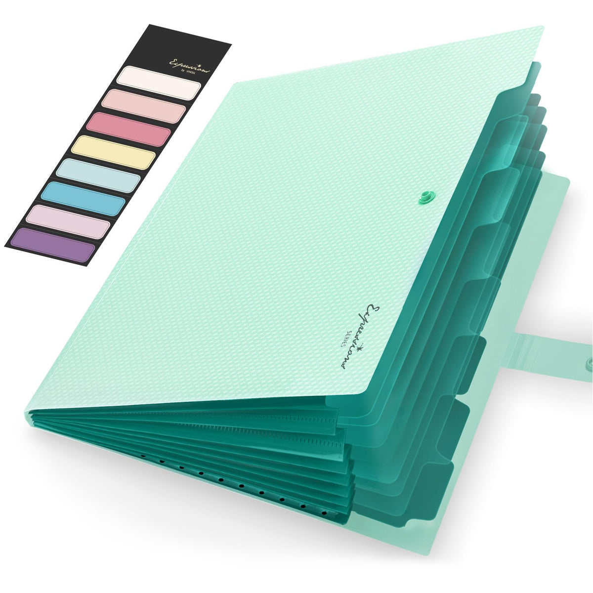 Sooez Accordion File Organizer 8 Pocket, Expanding File Folder with Labels