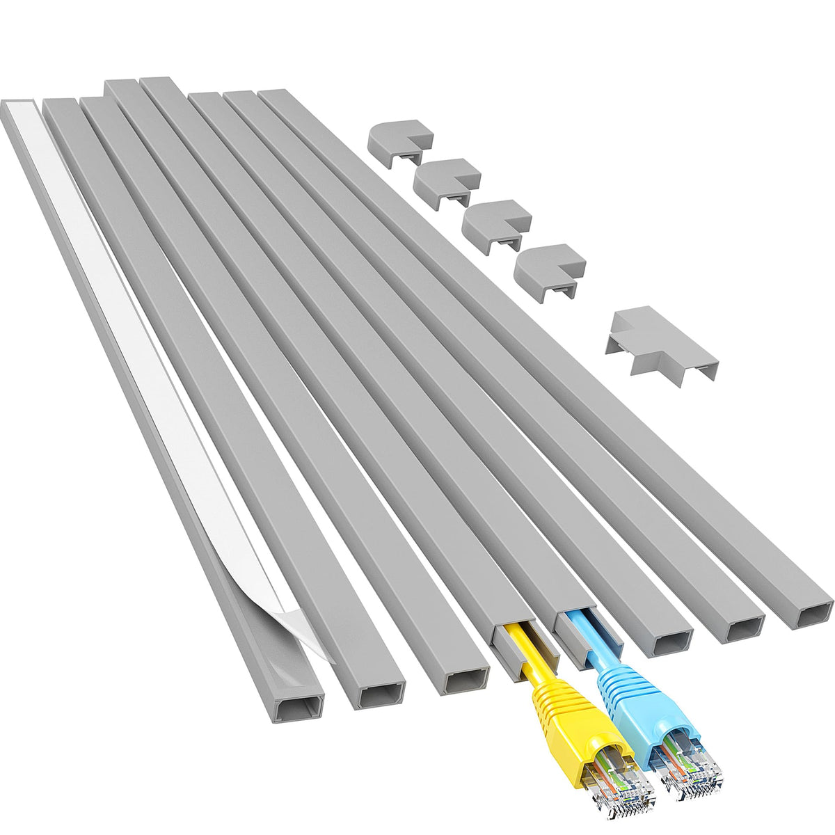 Yecaye Cord Hider, 113in One-Cord Cable Raceways, W0.59in H0.4in, White