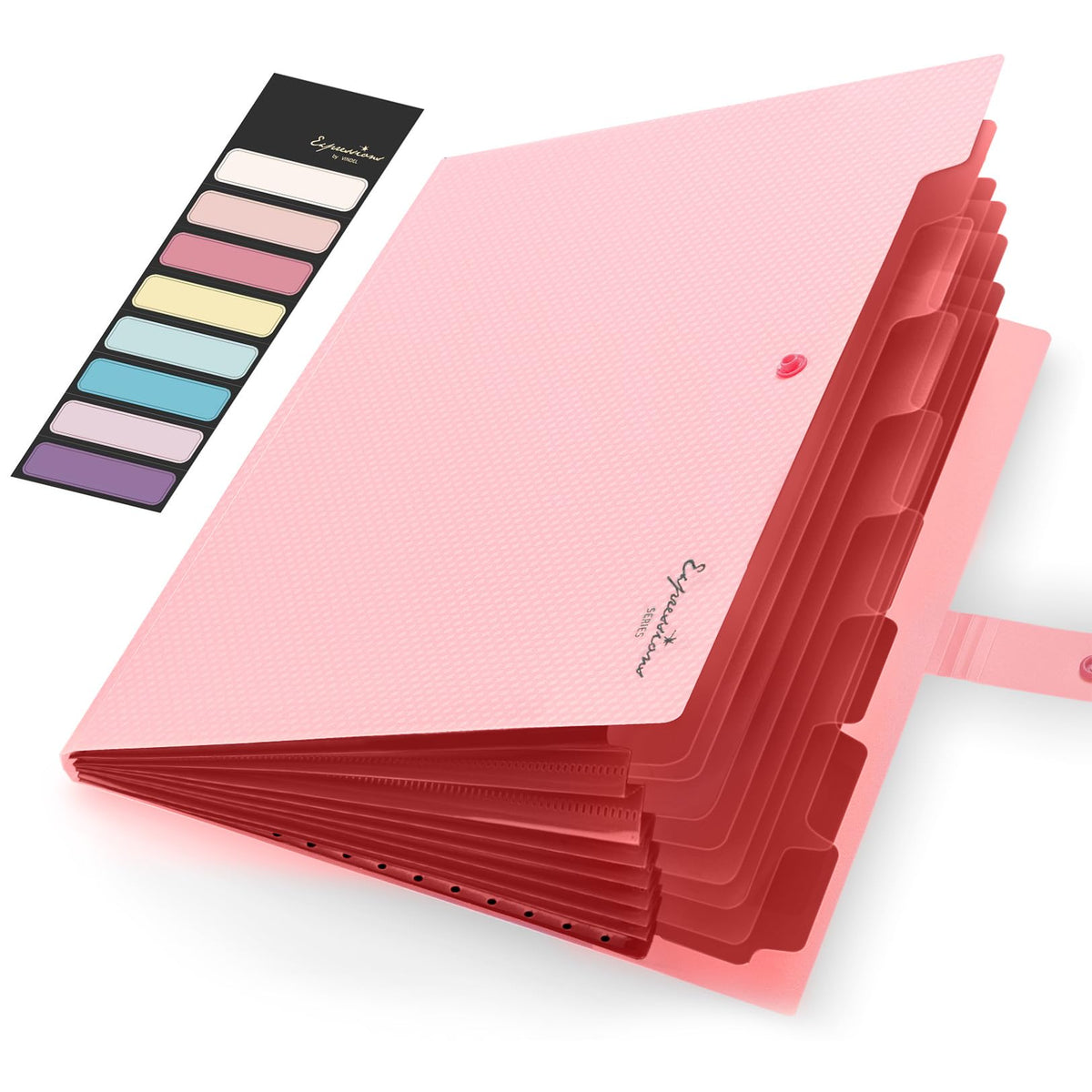 Sooez Accordion File Organizer 8 Pocket, Expanding File Folder with Labels