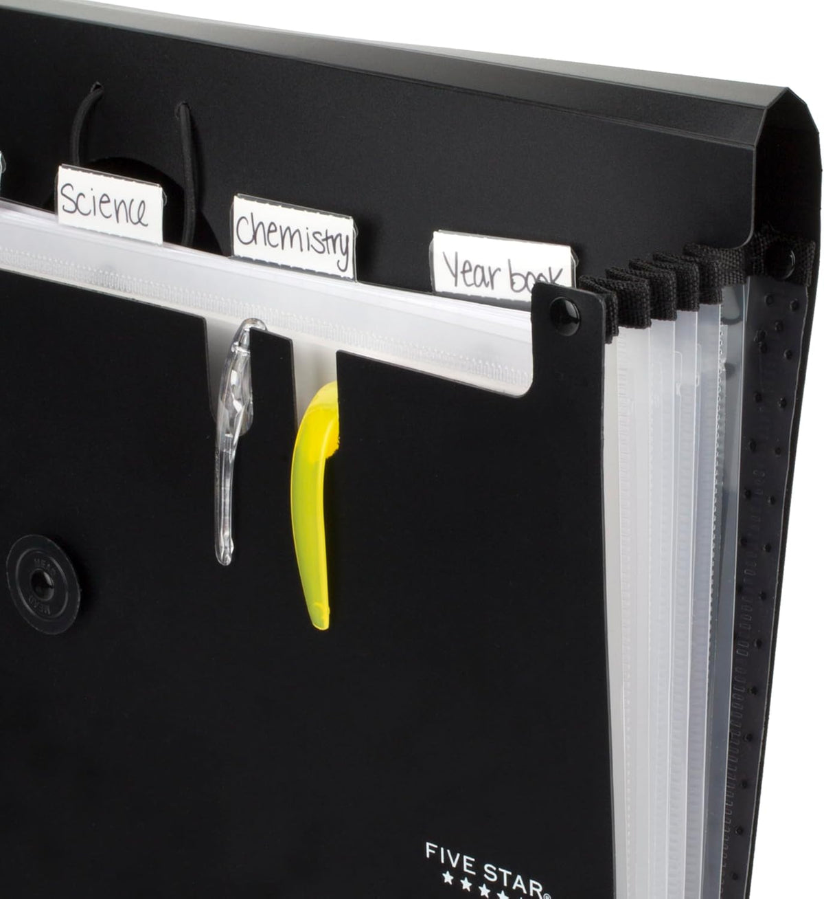 Five Star Expanding File Organizer, 6-Pocket Accordian File Organizer, Bungee Closure, Holds 8-1/2" x 11" Paper, Black (72391)