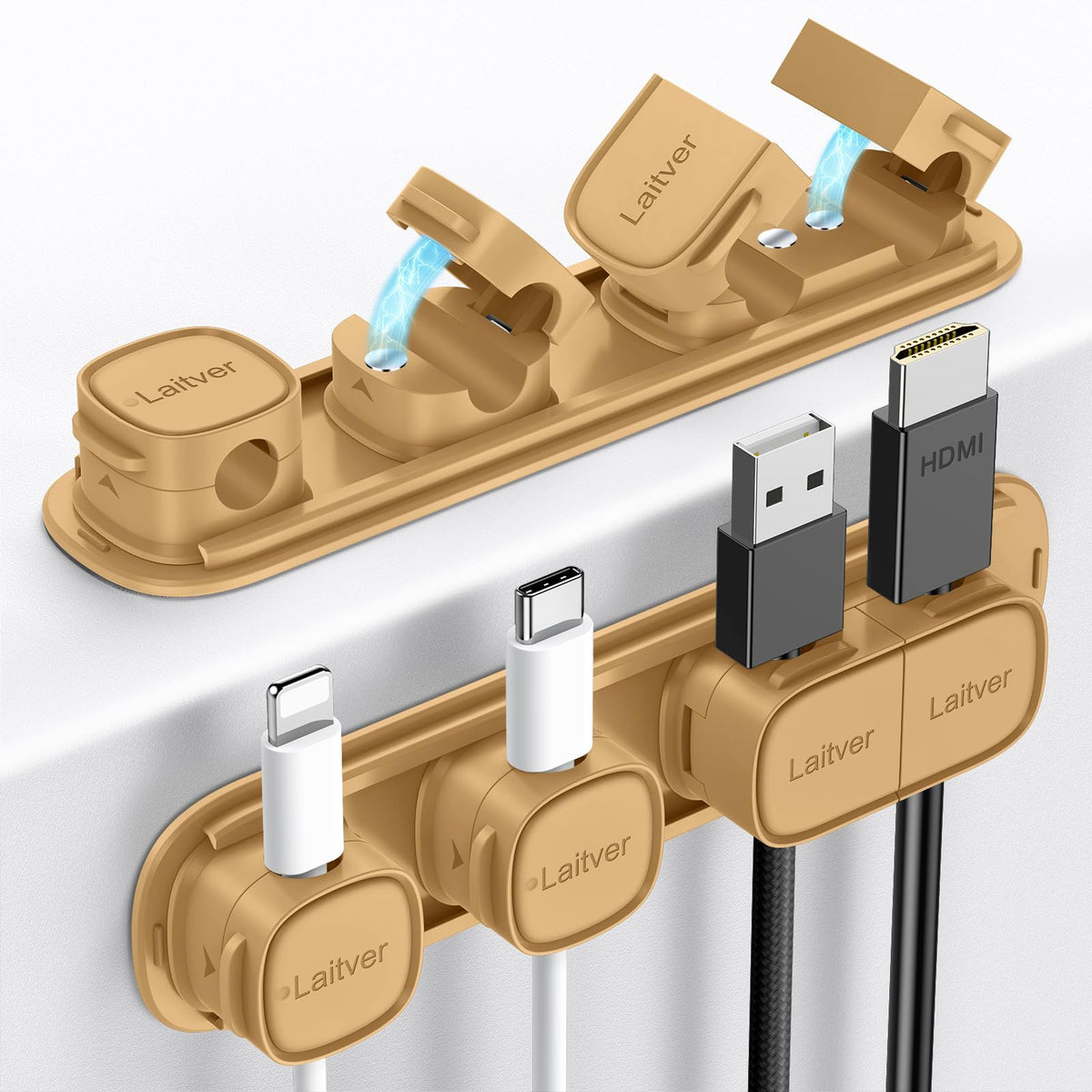 6 Pack Magnetic Cable Clips [1s Open/Lock], Cord Organizer Holder