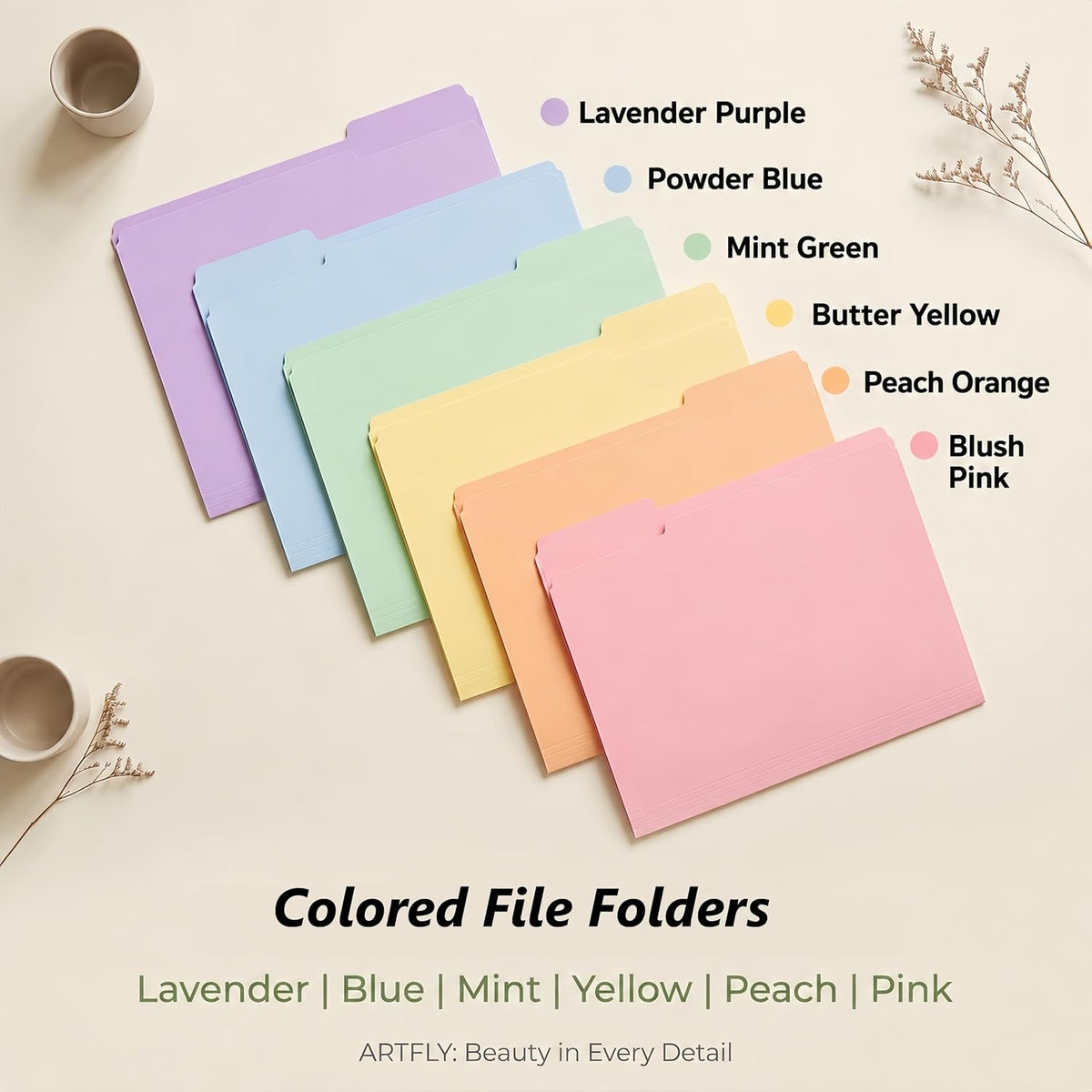 Colored File Folders,30 Pack Manilla Folders 8.5 x 11, 1/3 Cut Tabs