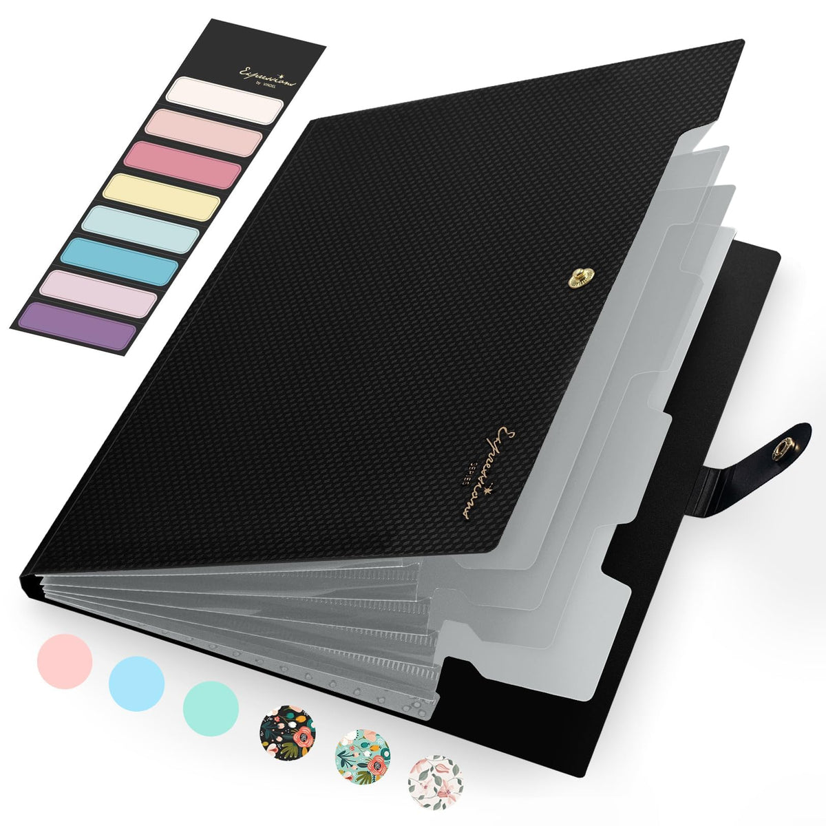 Sooez Accordion File Organizer 8 Pocket, Expanding File Folder with Labels