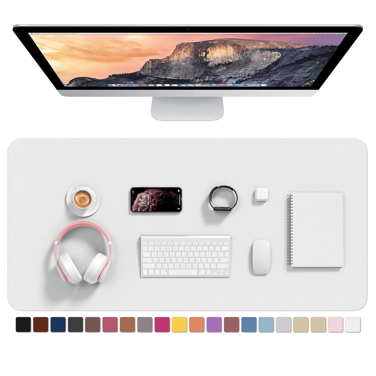 Hsurbtra Desk Pad, 30" x 14" PU Leather Desk Mat, XL Extended Mouse Pad, Waterproof Desktop Blotter Protector, Non-Slip Ultra Thin Large Laptop Keyboard Writing Mat for Office Home, Pink