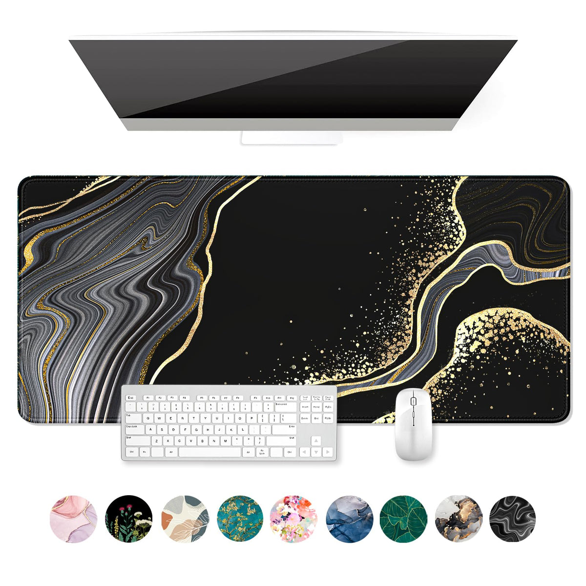 Desk Mat, Ultra Large Mouse Pad, XXL Gaming Mousepad, Green Tropical Leaves Deskpad, Big Extended Full Size Mouse Pad, Desktop Desk Matt for Keyboard, Laptop & Computer, 35.5 x 15.7 in