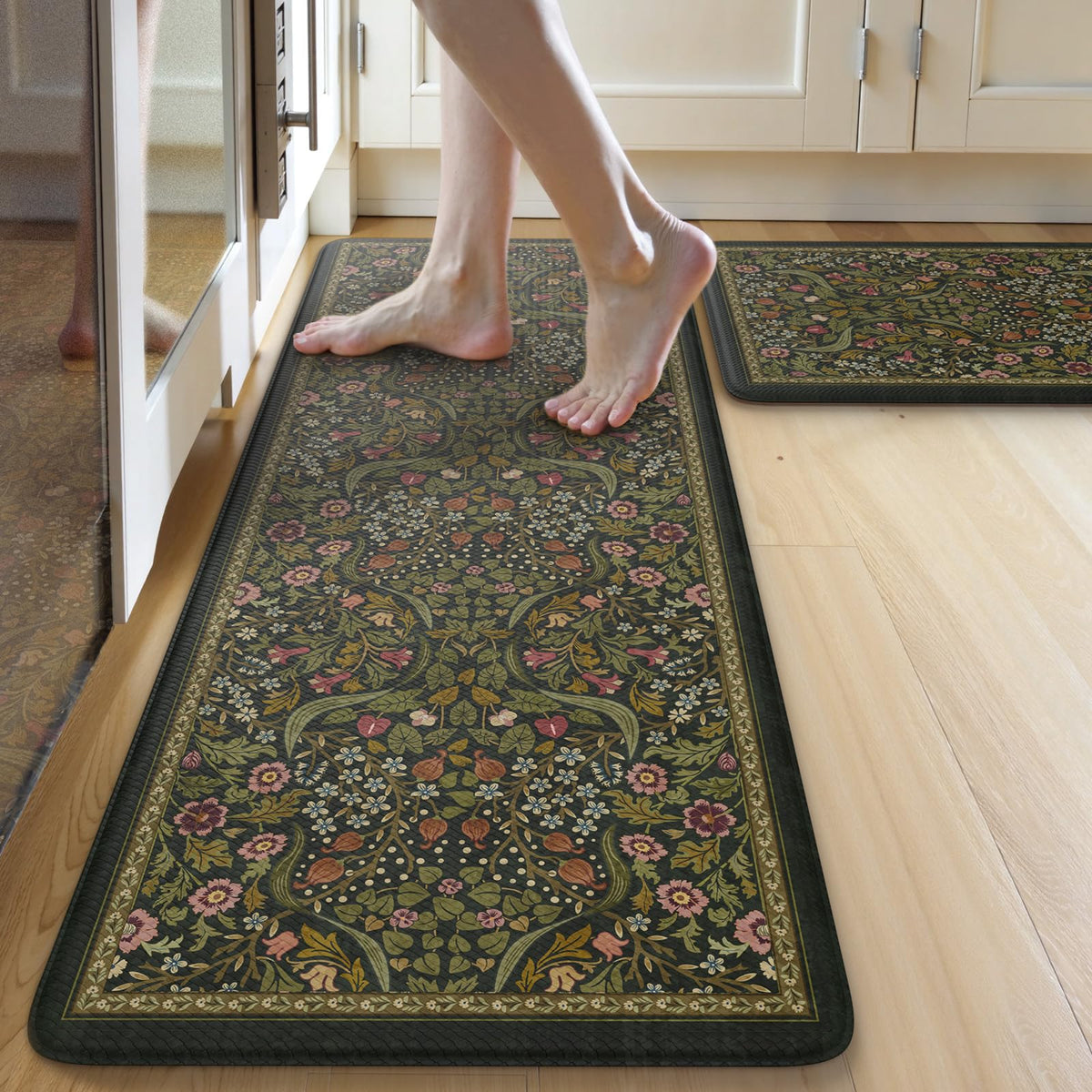 Collive Kitchen Mats for Floor, Kitchen Rugs Sets of 2 Non Slip Washable