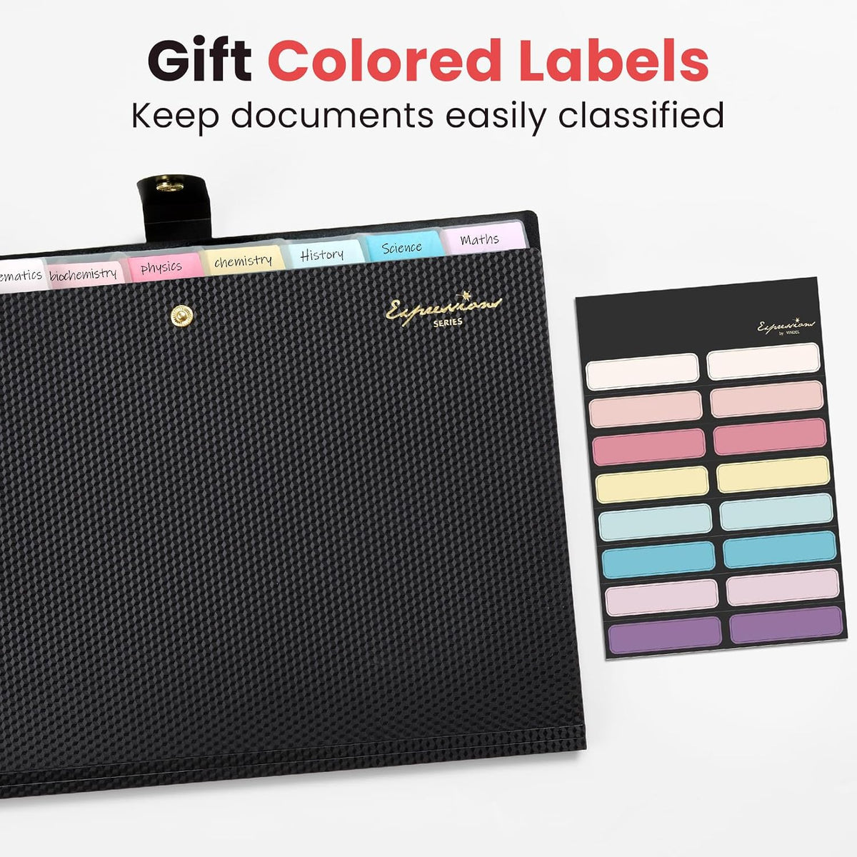 Sooez Accordion File Organizer 8 Pocket, Expanding File Folder with Labels
