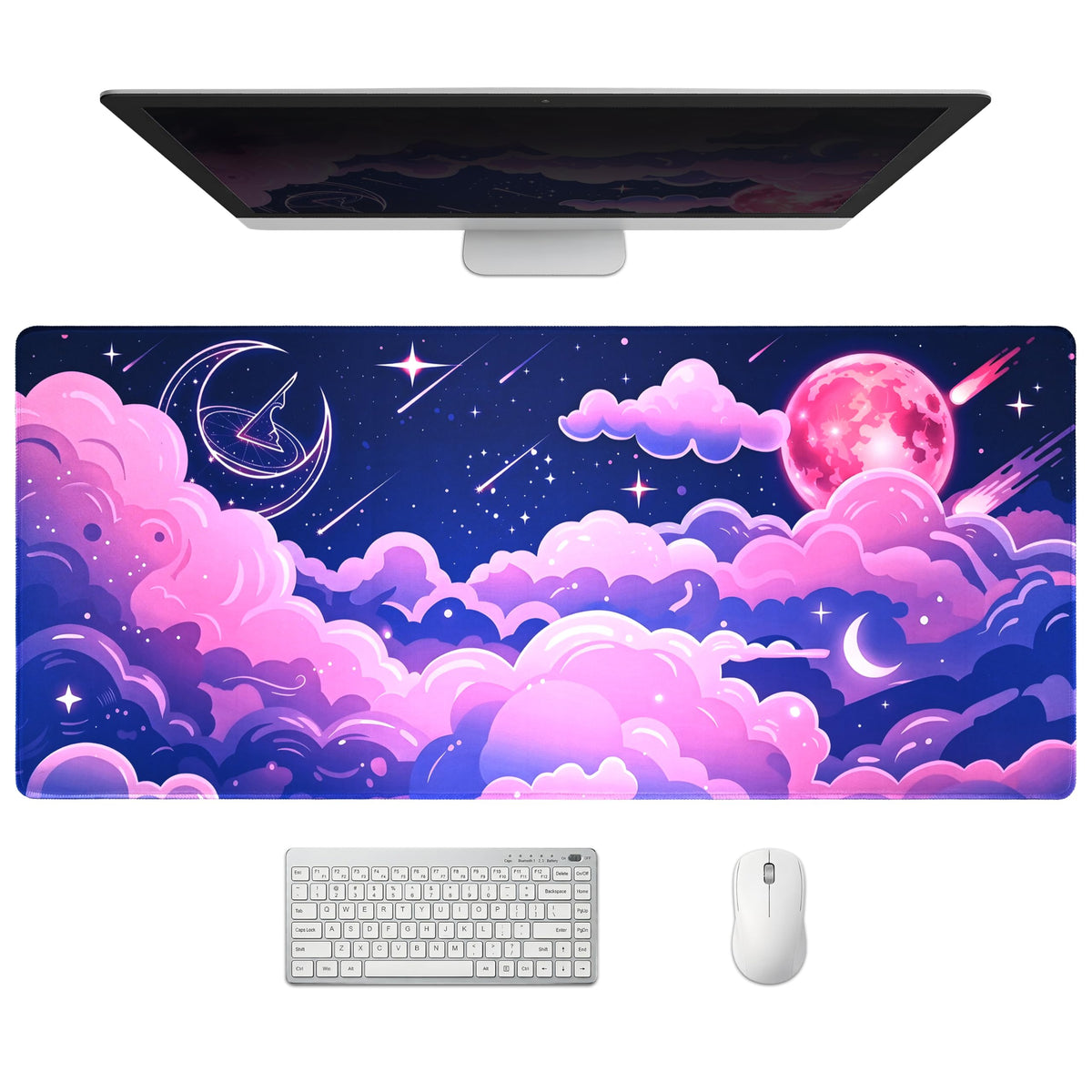 Extended Honeycomb Desk Mat, XXL Large Gaming Mouse Pad, Gold Glowing Pattern Stitched Edges Waterproof Non-Slip Rubber Base for Computer Keyboard Laptop Work Home Office 35.4"x15.7"