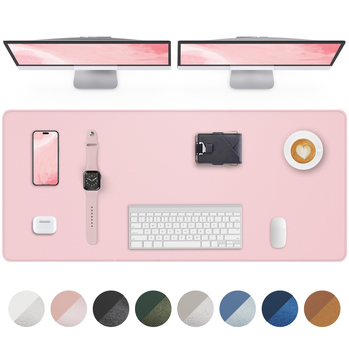 AFIING Desk Pad Protector 23.6" x 13.7" - Non-Slip Waterproof PU Leather Desk Mat for Mouse, Keyboard, Laptop, Office and Home Workspace (Beige)