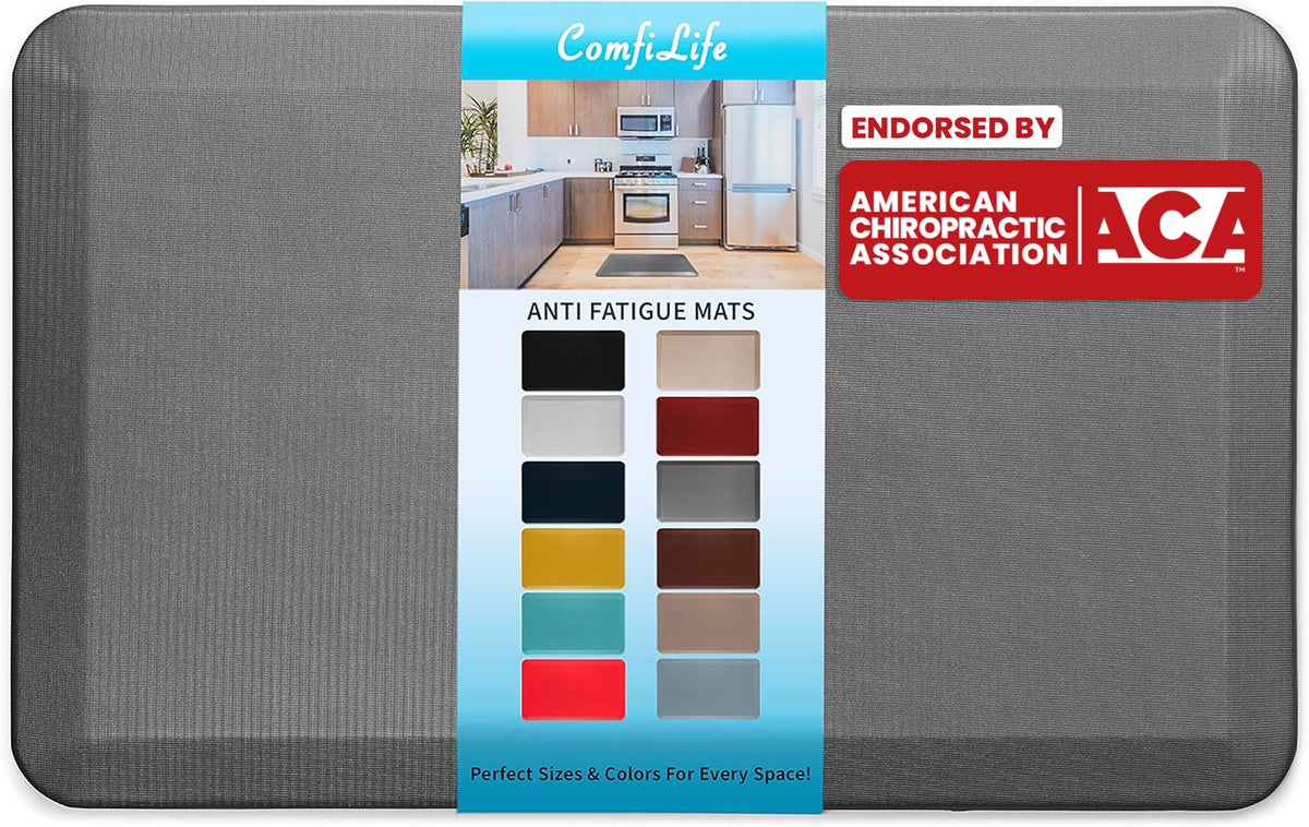 ComfiLife Anti Fatigue Floor Mat – 3/4 Inch Thick Kitchen Mats for Floor, Standing Desk Mat, Kitchen Rug – Comfort at Home, Office – Durable – Stain Resistant – Non-Slip Bottom (20" x 32", Black)