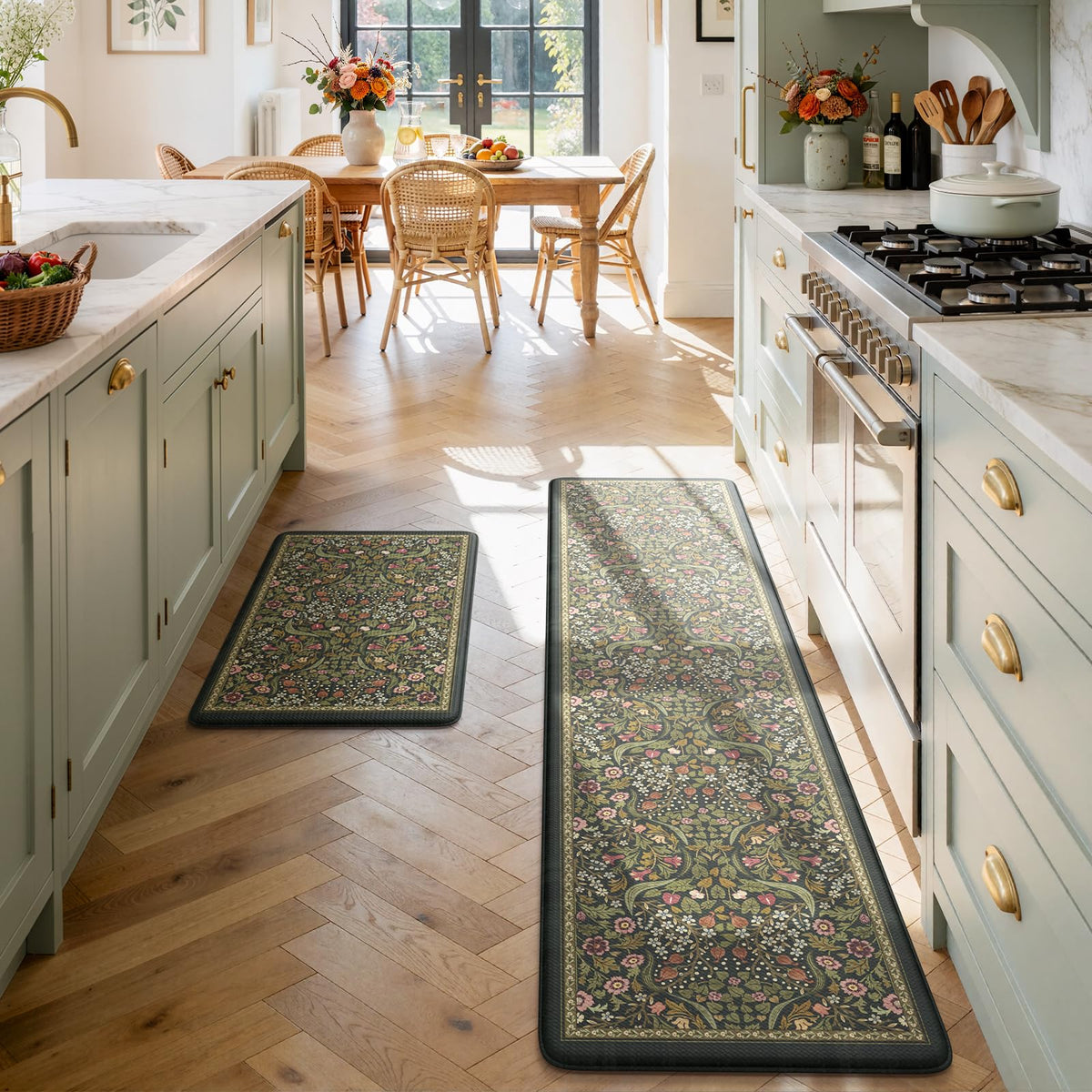 Collive Kitchen Mats for Floor, Kitchen Rugs Sets of 2 Non Slip Washable