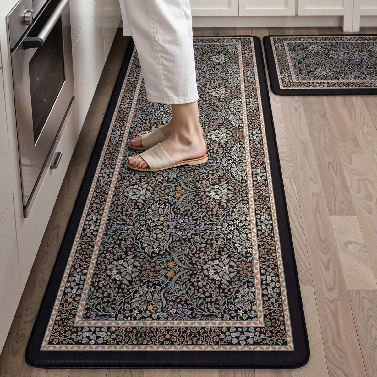 Collive Kitchen Mats for Floor, Kitchen Rugs Sets of 2 Non Slip Washable