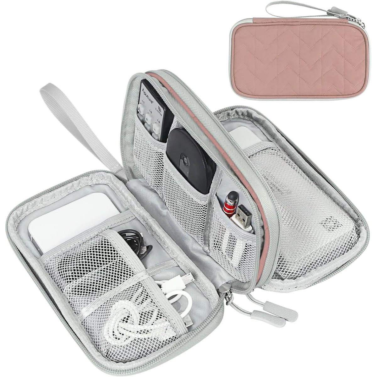FYY Electronic Organizer, Travel Tech Pouch Bag, Medium, Black
