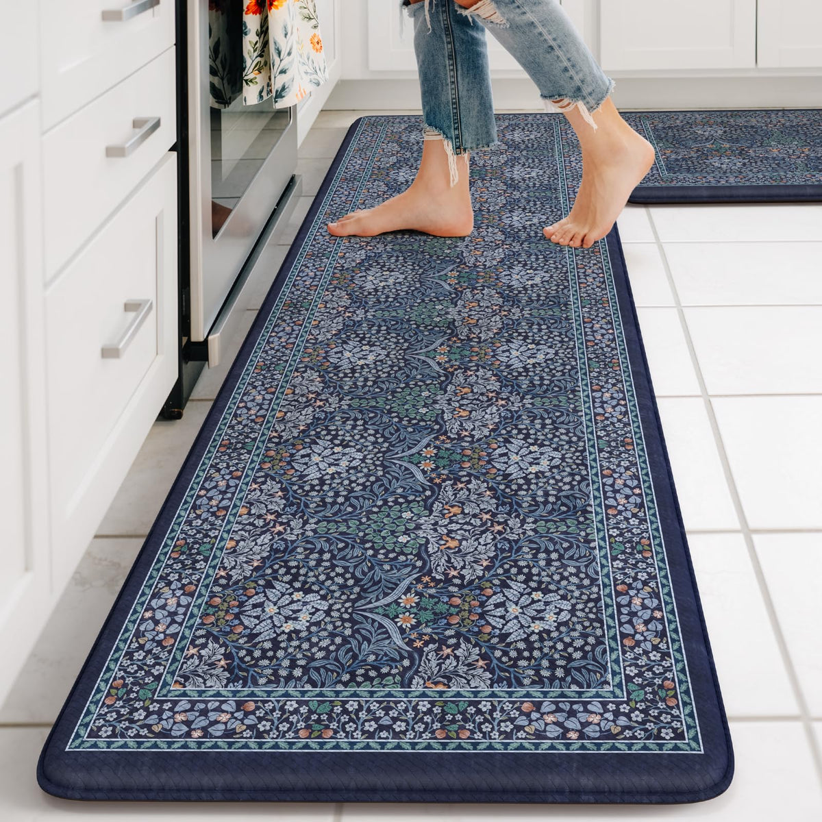 Collive Kitchen Mats for Floor, Kitchen Rugs Sets of 2 Non Slip Washable