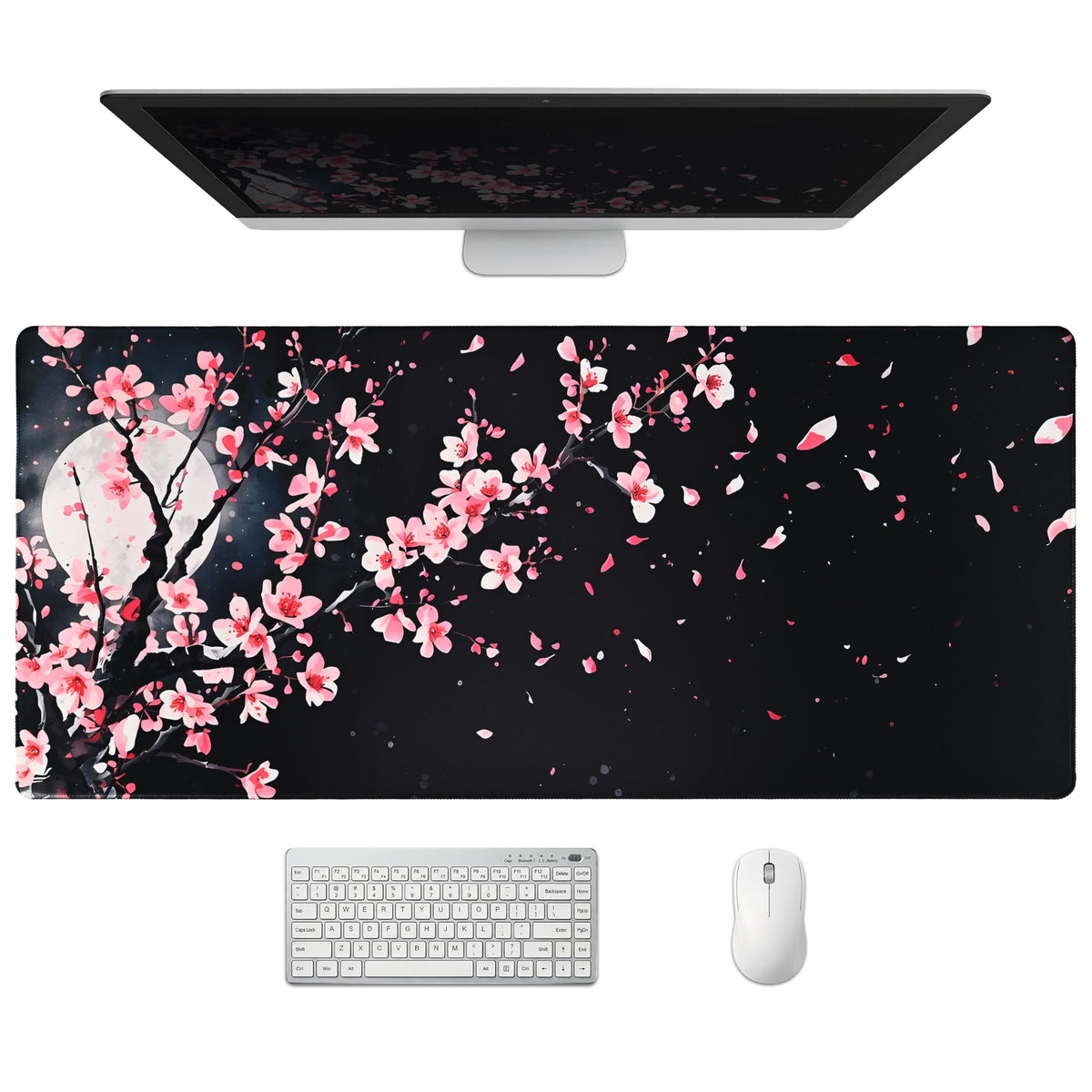 Extended Honeycomb Desk Mat, XXL Large Gaming Mouse Pad, Gold Glowing Pattern Stitched Edges Waterproof Non-Slip Rubber Base for Computer Keyboard Laptop Work Home Office 35.4"x15.7"