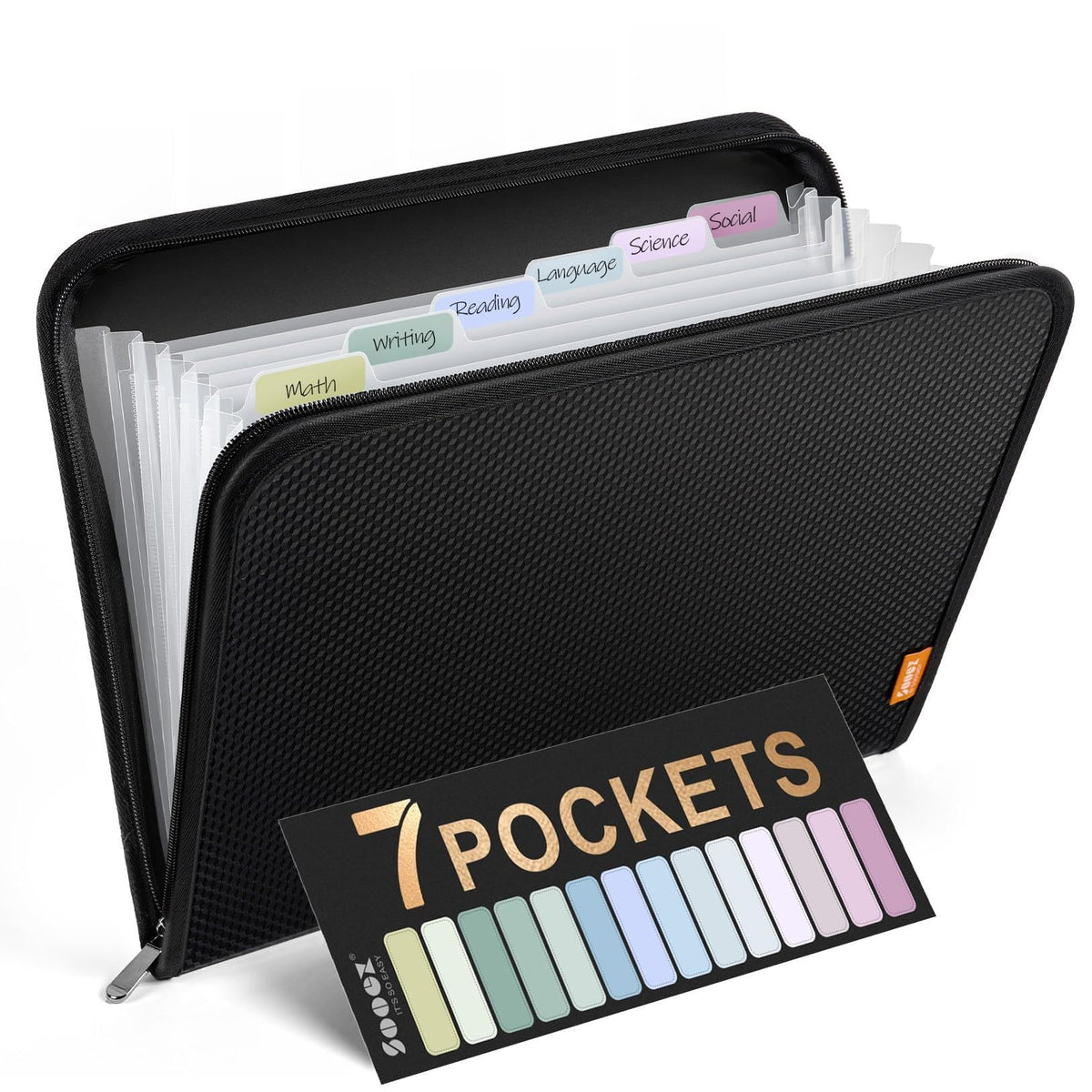 Sooez 13 Pocket Accordion File Organizer, Zipper Expanding File Folder A4