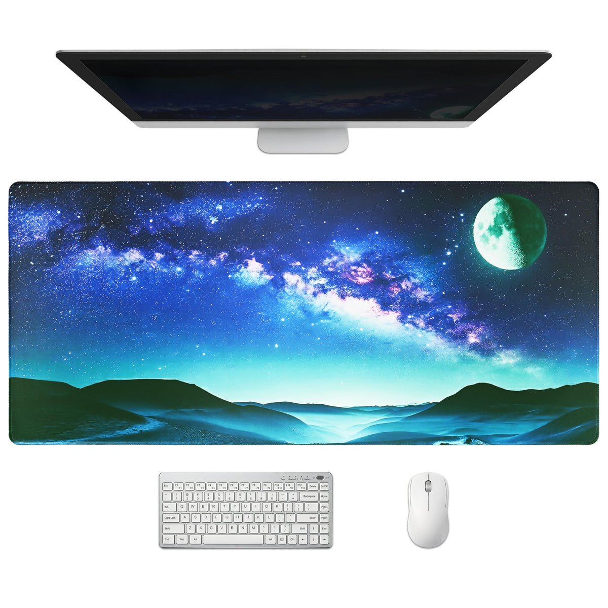 Extended Honeycomb Desk Mat, XXL Large Gaming Mouse Pad, Gold Glowing Pattern Stitched Edges Waterproof Non-Slip Rubber Base for Computer Keyboard Laptop Work Home Office 35.4"x15.7"
