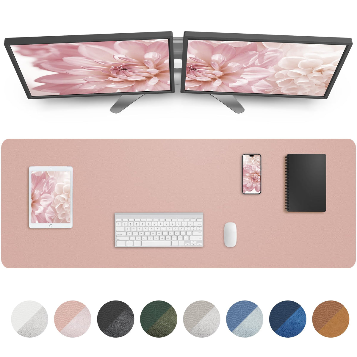 AFIING Leather Desk Pad Protector, Mouse Pad, Office Desk Mat, Non-Slip PU Leather Desk Blotter, Large Desk Mat, Waterproof Keyboard Mat for Office/Home/Decor (Dark Green, 48" x 17")