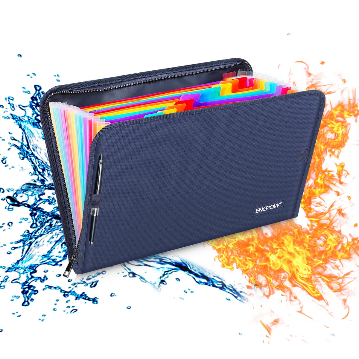 ENGPOW Fireproof Expanding File Folder, 3 Pockets Document Organizer Bag