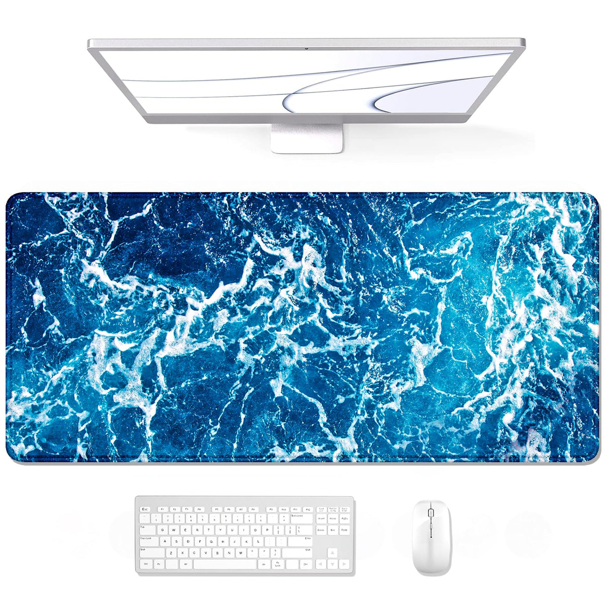 Desk Mat, Ultra Large Mouse Pad, XXL Gaming Mousepad, Green Tropical Leaves Deskpad, Big Extended Full Size Mouse Pad, Desktop Desk Matt for Keyboard, Laptop & Computer, 35.5 x 15.7 in