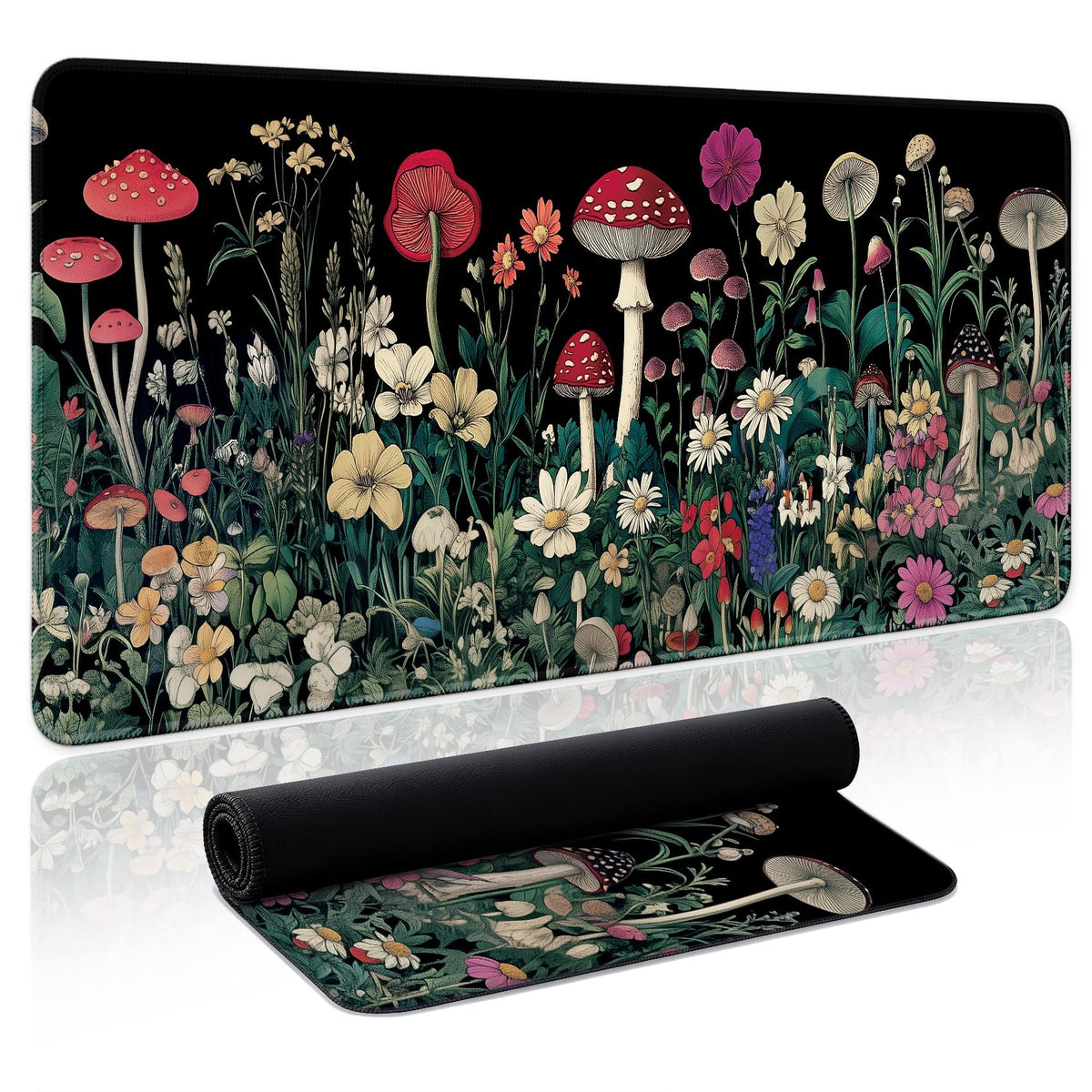 Aesthetic Desk Mat, Cute Enchanted Garden Desk Pad Protector for Work & Decor, 31.5" x 11.8", Pretty Non-Slip Extended Mouse Pad for Office or Home