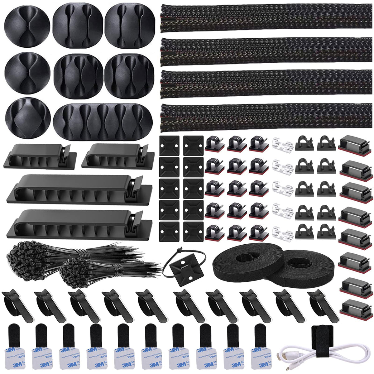 311Pcs Cable Management Organizer Kit 4 Cable Sleeve Split