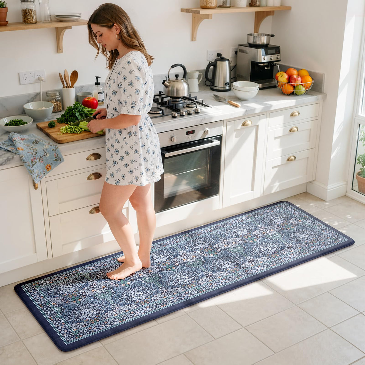 Collive Kitchen Mats for Floor, Kitchen Rugs Sets of 2 Non Slip Washable