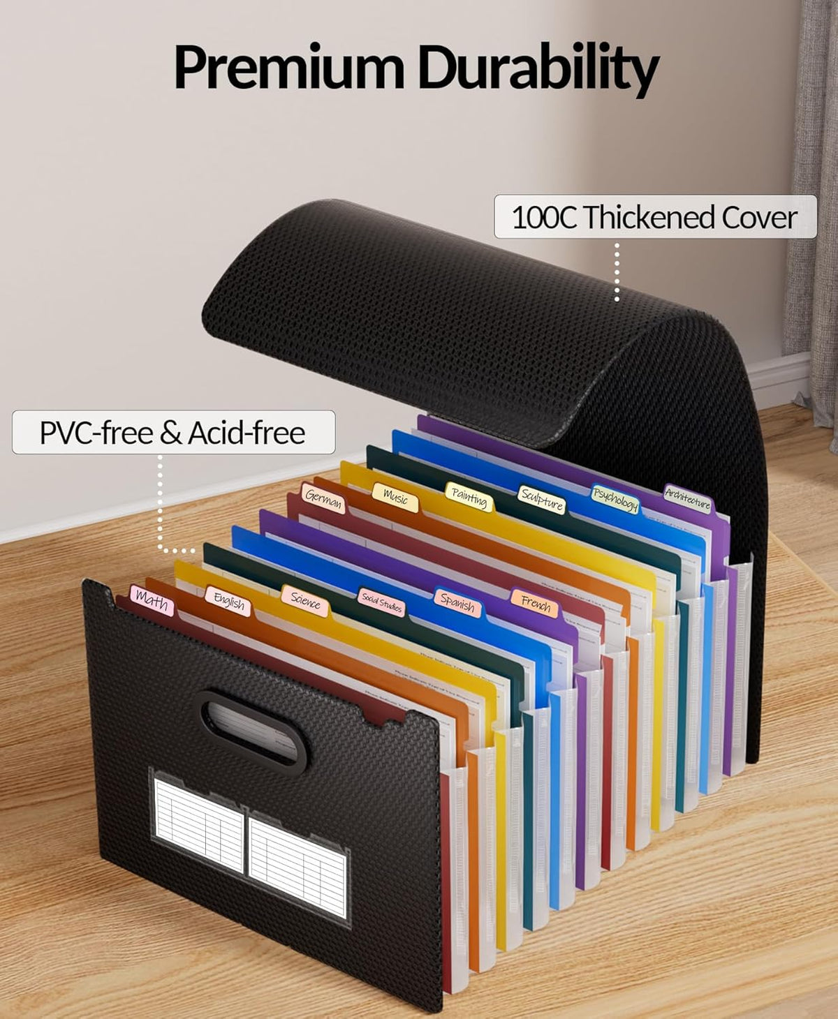 Sooez Accordion File Organizer, 13-Pocket Expanding File Folder Letter Size