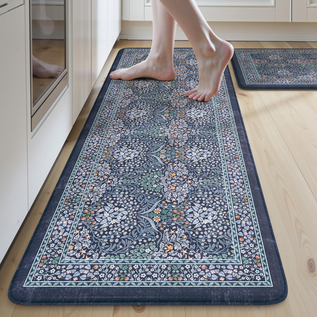 Collive Kitchen Mats for Floor, Kitchen Rugs Sets of 2 Non Slip Washable