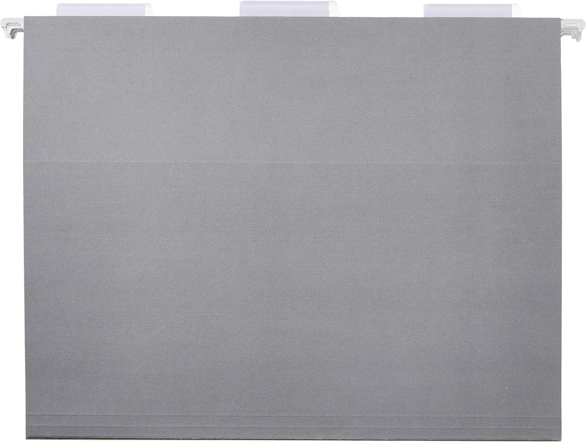 Amazon Basics Hanging File Folders with Adjustable Tabs for Document Organization, Letter Size, Gray, 25-Pack