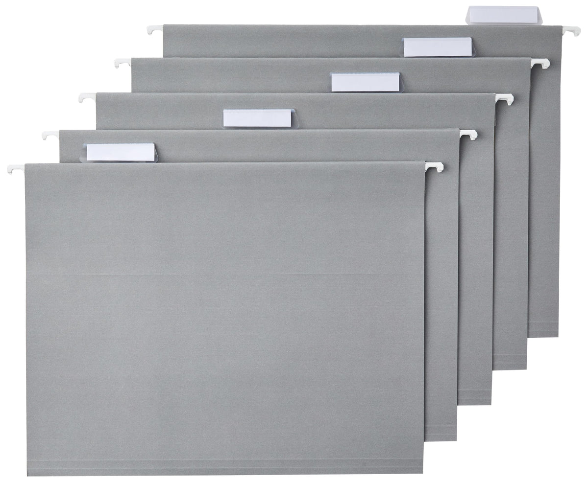 Amazon Basics Hanging File Folders with Adjustable Tabs for Document Organization, Letter Size, Aqua, 25-Pack