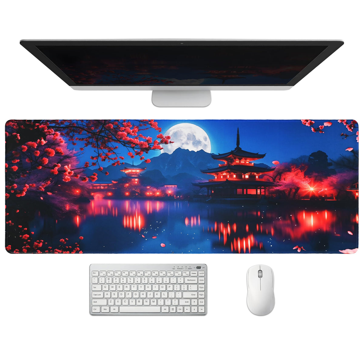Extended Honeycomb Desk Mat, XXL Large Gaming Mouse Pad, Gold Glowing Pattern Stitched Edges Waterproof Non-Slip Rubber Base for Computer Keyboard Laptop Work Home Office 35.4"x15.7"